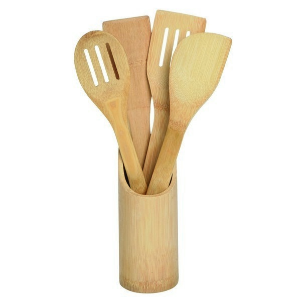 Ensemble de pince, spatule et cuillères en bois FSC Eco Friendly