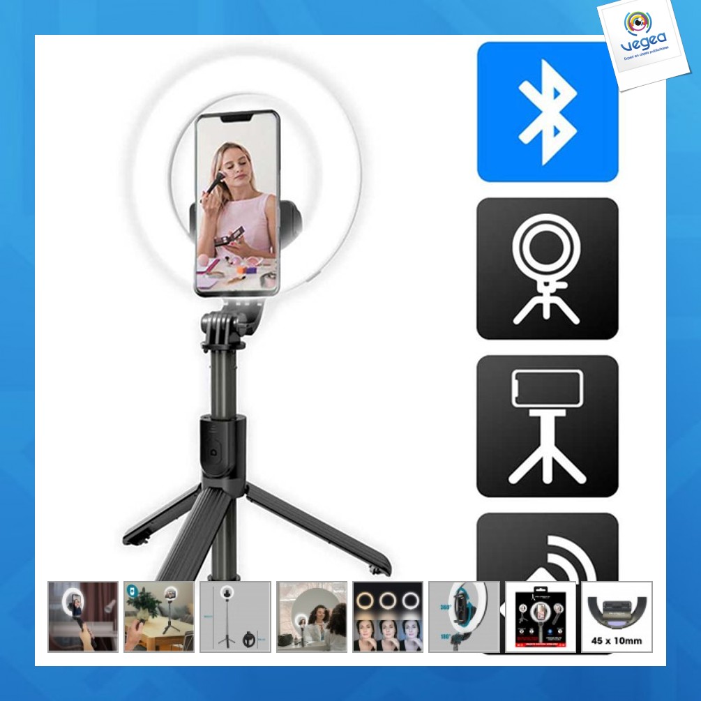 Bras téléscopique pour appareil photo ou smartphone Bluetooth Réf. 1604040  -SUP-MONOPODE-Z06-3-BL