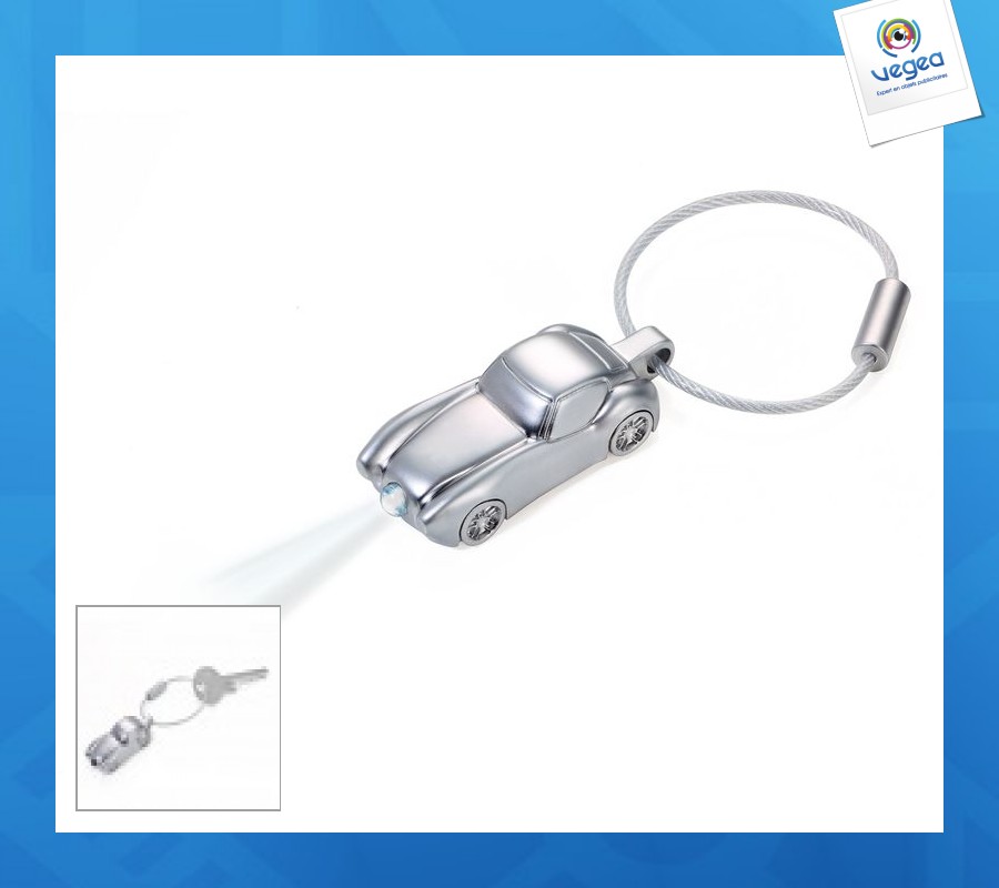 Porte-clés voiture, porte-clefs publicitaire, Porte-clés lampe voiture  design personnalisable
