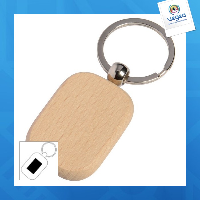 Porte clés personnalisable en bois avec photo et texte - format